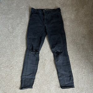 American Eagle Outfitters Black Distressed Skinny Jeans